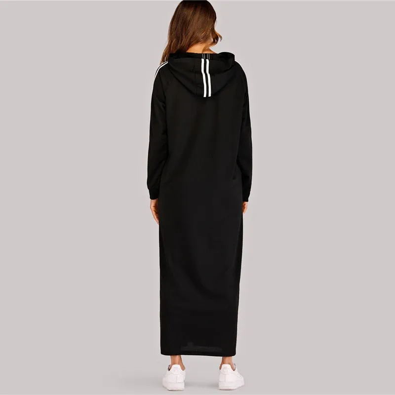 Women's Spring Casual Long-Sleeved Hoodie Long Dress