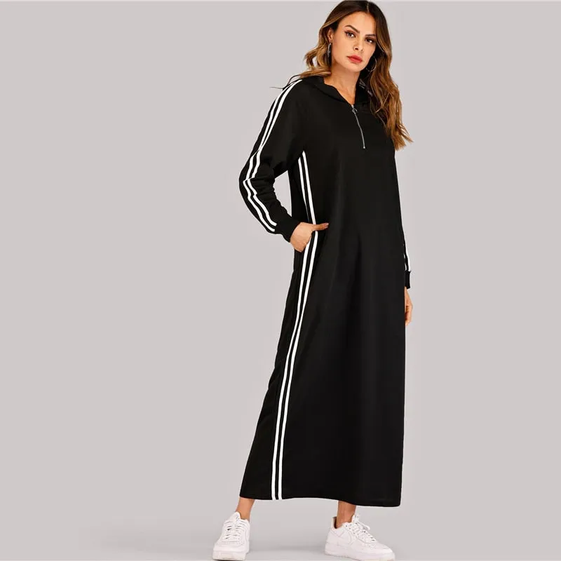 Women's Spring Casual Long-Sleeved Hoodie Long Dress