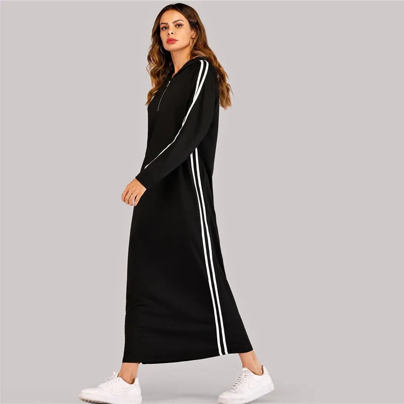 Women's Spring Casual Long-Sleeved Hoodie Long Dress