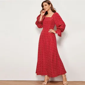 Women's Spring High-Waist Long Dress With Print