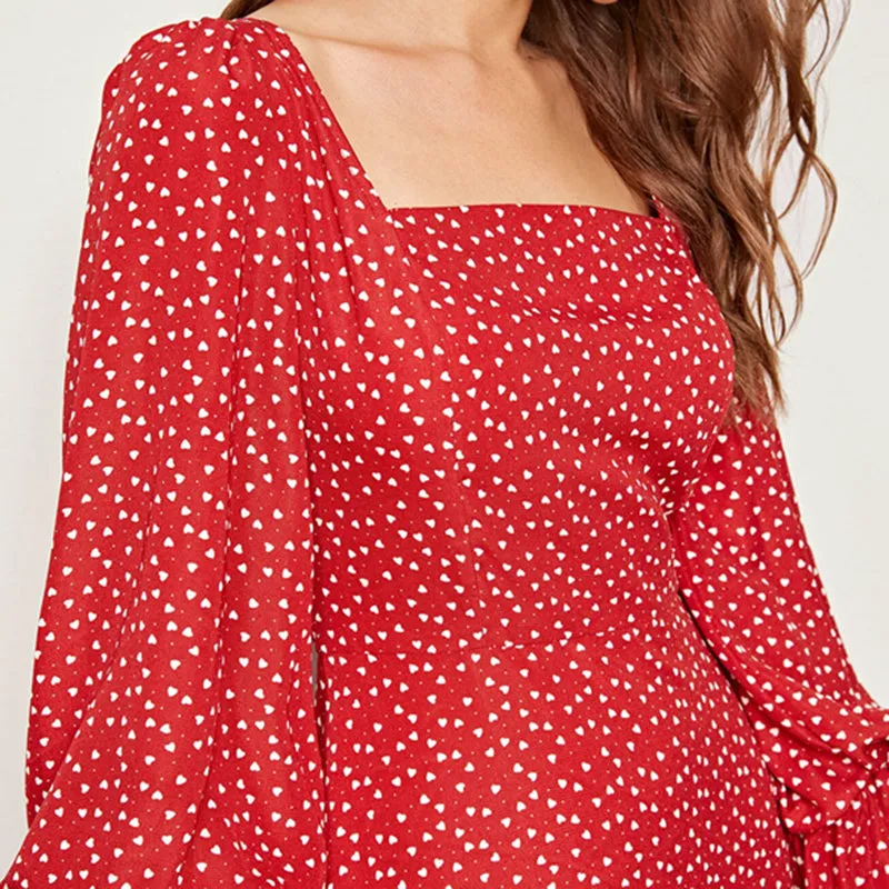 Women's Spring High-Waist Long Dress With Print