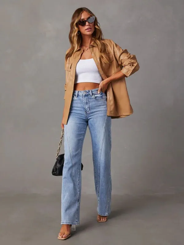 Women’s Wide Leg High Waist Jeans S-XL